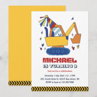 Excavator Builder Construction Kids Boys Birthday