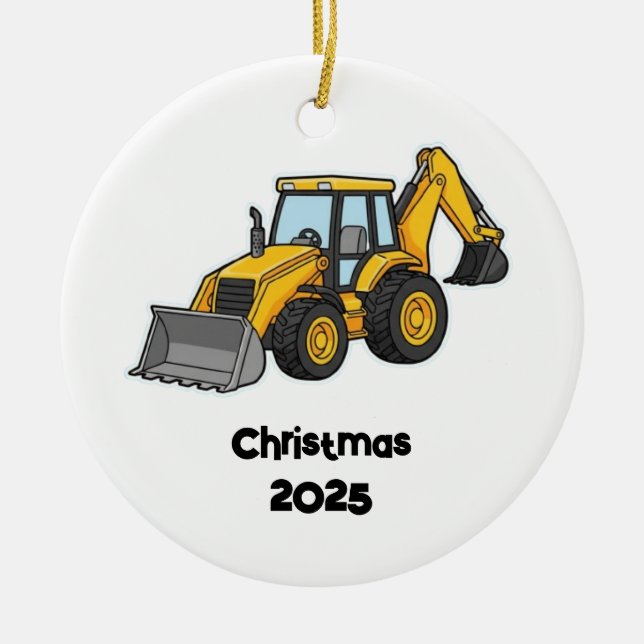 Excavator Christmas 2025 Ornament (Front)