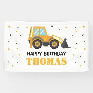 Excavator Construction Birthday backdrop Banner