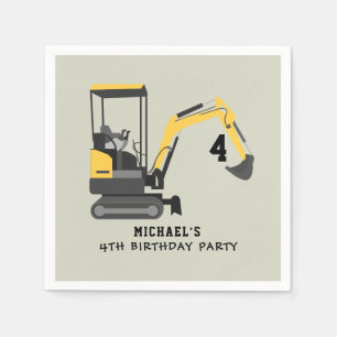 Excavator Construction Builder Birthday Party Napkin