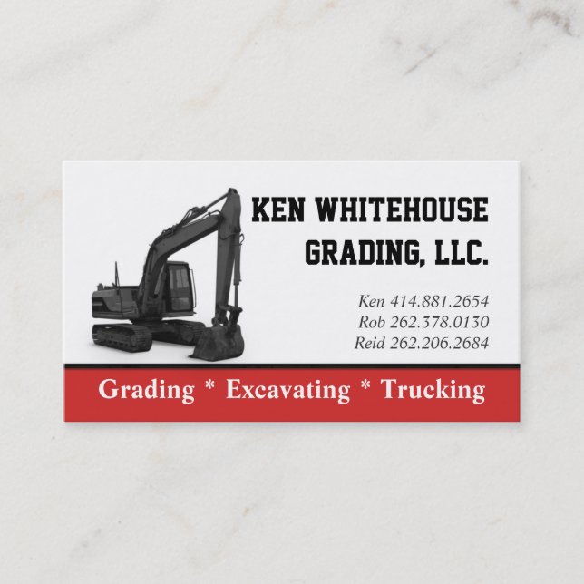 Excavator Construction Business Card (Front)