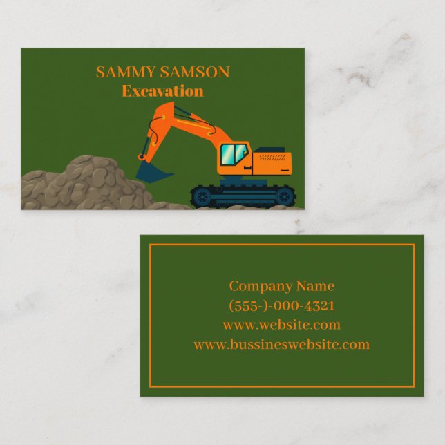 Excavator Construction Business Card (Front/Back)