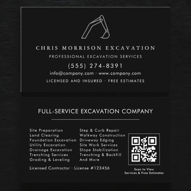 Excavator Construction Operator QR Code Business Card (Creator Uploaded)