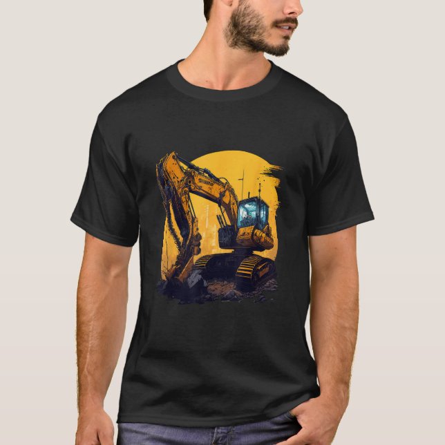 Excavator Construction site machine Illustration T-Shirt (Front)
