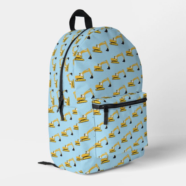 Excavator Construction Truck Boys School Printed Backpack (Back Corner Left)