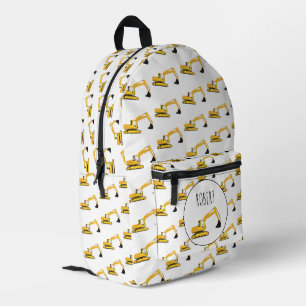 Excavator Construction Truck Customized Boys Name Printed Backpack