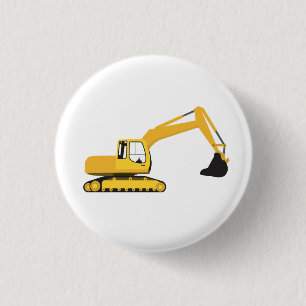 Excavator Construction Truck Kids 3 Cm Round Badge