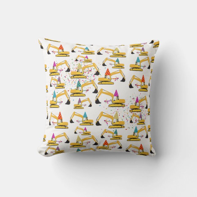 Excavator Construction Truck Party Pattern Cushion (Front)