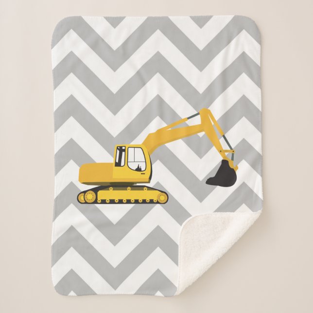 Excavator Construction Truck Sherpa Blanket (Front)