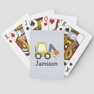 Excavator Construction Truck Striped Playing Cards
