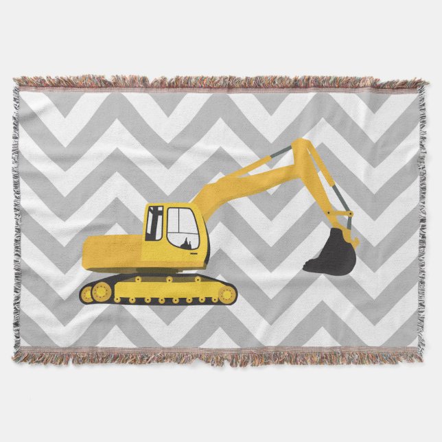 Excavator Construction Truck Throw Blanket (Front)