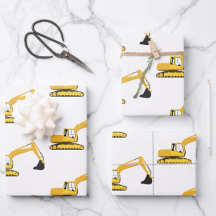 American Flag Excavator US Flag Construction Wrapping Paper