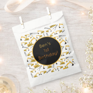 Excavator Construction Trucks and Tools Pattern Favour Bags