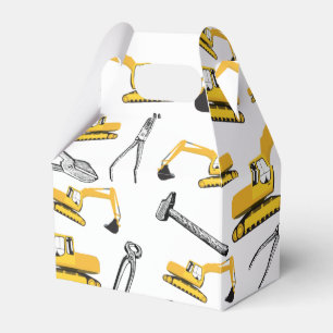 Excavator Construction Trucks and Tools Pattern Favour Box