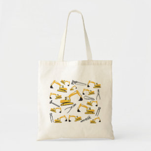 Excavator Construction Trucks and Tools Pattern Tote Bag