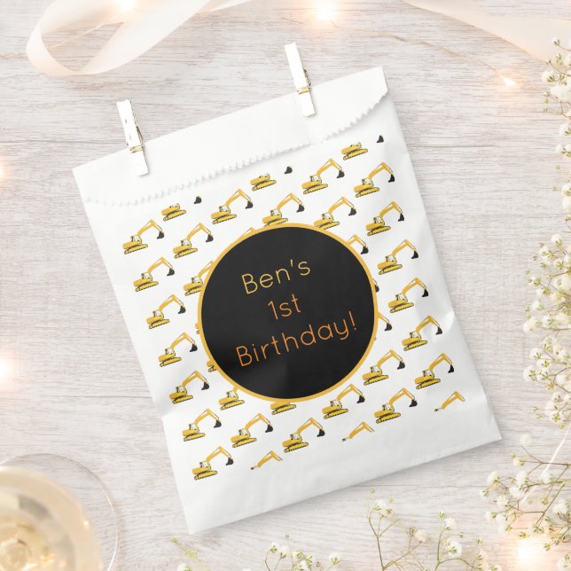 Excavator Construction Trucks Favour Bags (Clipped)