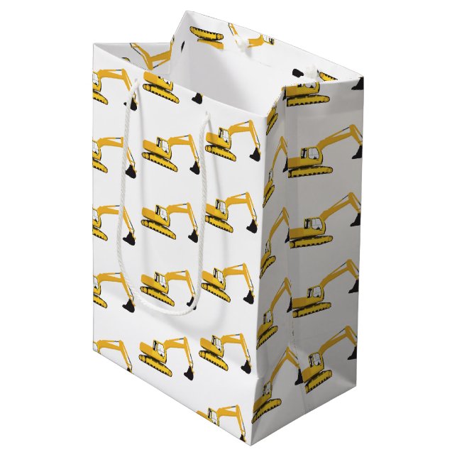 Excavator Construction Trucks Medium Gift Bag (Front Angled)