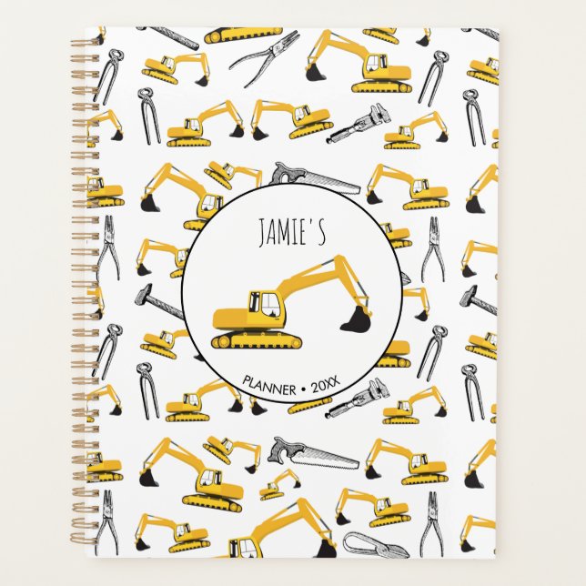 Excavator Construction Trucks Tools  Planner (Front)