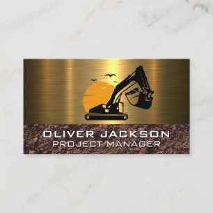 Excavator Construction Vehicle Dirt Metal Business Card