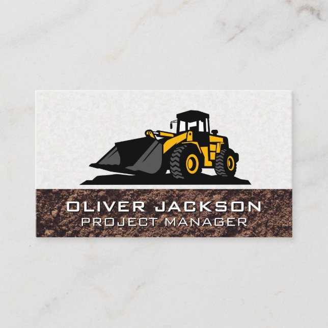 Excavator Construction Vehicle | Machinery Business Card (Front)