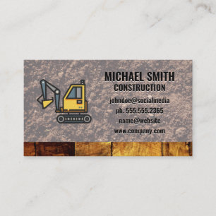 Excavator   Construction   Wood   Dirt Business Card