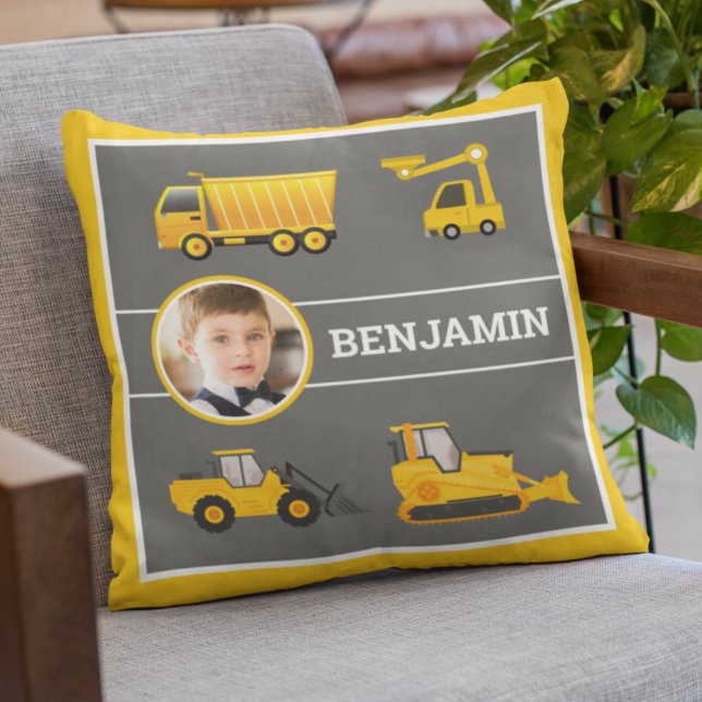 Excavator Dump Truck Construction Photo Kids Room Cushion (Creator Uploaded)
