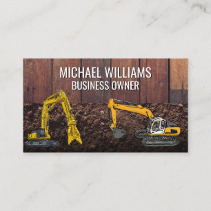 Excavator Earth Mover Vehicles Construction Business Card