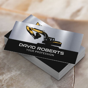 Excavator Heavy Equipment Operator Metal Business Card