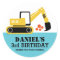 Excavator Kids Builder Birthday Party Stickers