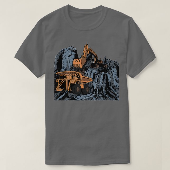 Excavator Loading Mining Dump Truck  T-Shirt (Design Front)