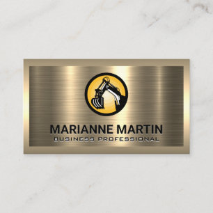 Excavator Logo   Gold Brushed  Business Card