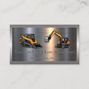 Excavator Logo Metal Business Card