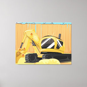 Excavator on a Building Site Canvas Print