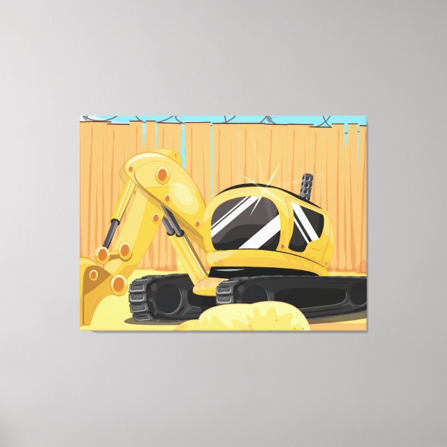 Excavator on a Building Site Canvas Print (Front)