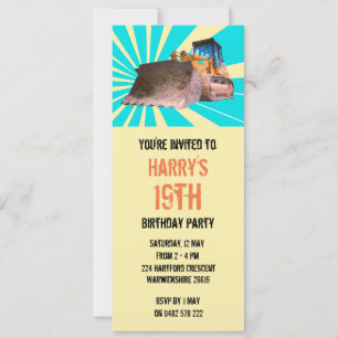 Excavator Themed Invitation