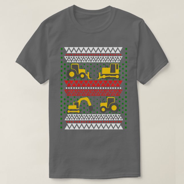Excavator Tractor Bulldozer Christmas Ugly Sweater (Design Front)