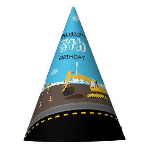 Excavator Truck Construction Trucks Birthday Party Hat