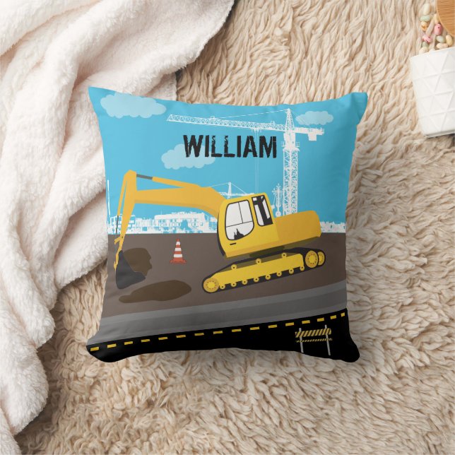 Excavator Truck Construction Trucks Site Cushion (Blanket)