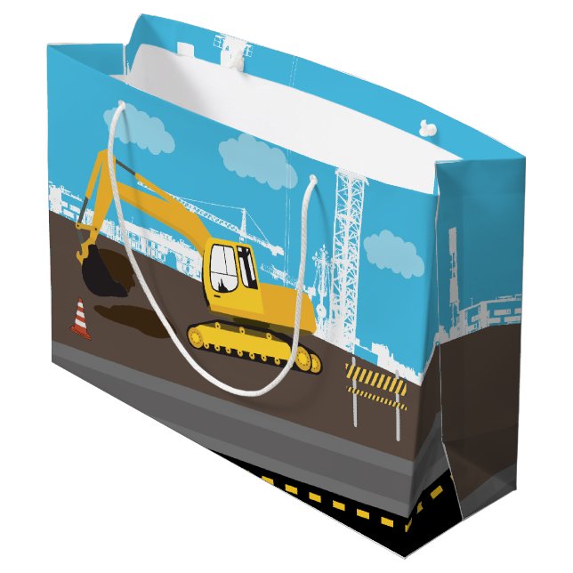 Excavator Truck Construction Trucks Site  Large Gift Bag (Back Angled)