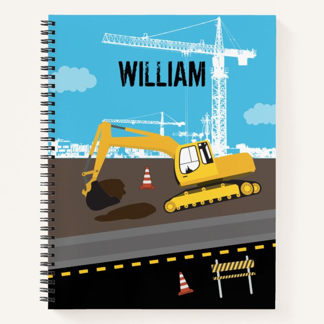 Excavator Truck Construction Trucks Site  Notebook (Front)