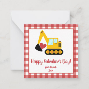 Excavator Valentine's Day Note Card