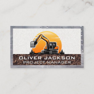 Excavator Vehicle Building Developer Business Card