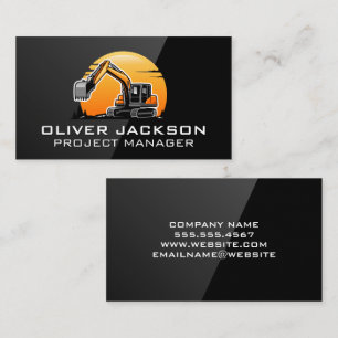 Excavator Vehicle Sun and Trees Business Card