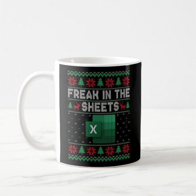 Excel Freak In The Sheets Spreadsheet Ugly Coffee Mug (Left)