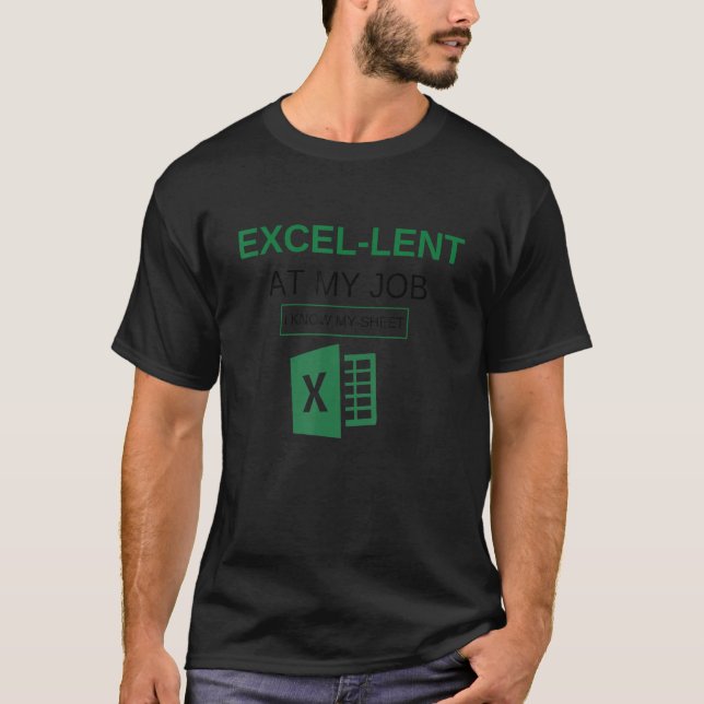 Excel-lent at My Job Funny Accountant Data Analyst T-Shirt (Front)
