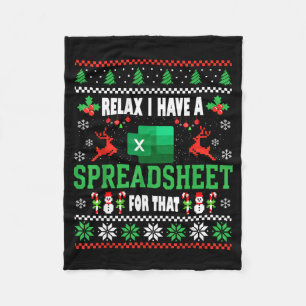 Excel Ugly Christmas Sweater I Have A Spreadsheet  Fleece Blanket
