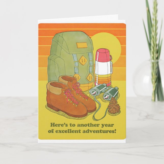 Excellent Adventures Birthday Letterpress Card (Front)