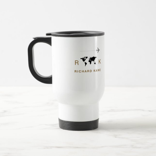 Excellent Classy Monogrammed  Travel Mug (Left)
