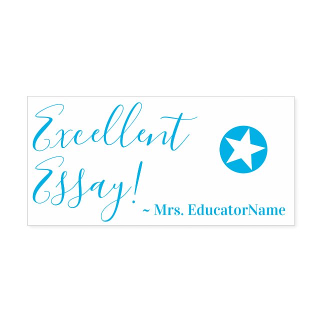 "Excellent Essay!" + Educator's Name Rubber Stamp (Design)