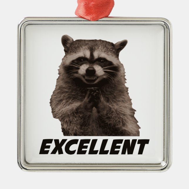 Excellent Evil Plotting Racoon Metal Tree Decoration (Front)